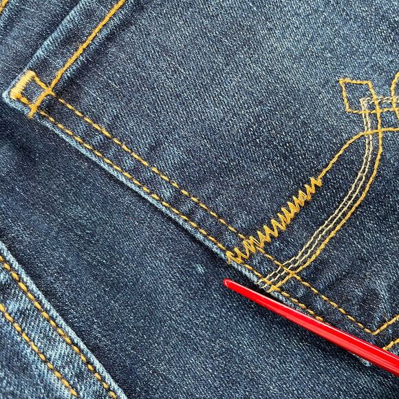 Lucky Brand Jeans Womens 4/27 Blue Sweet n Low Bootcut Dark Wash Lenoir Mid Rise - Picture 14 of 16